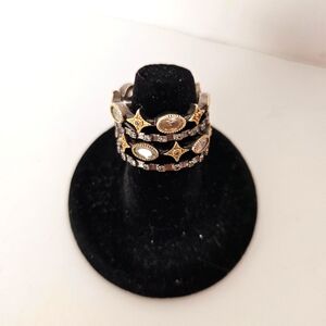 Gold & Silver plated artisan crafted set of 4 stackable rings sz 8